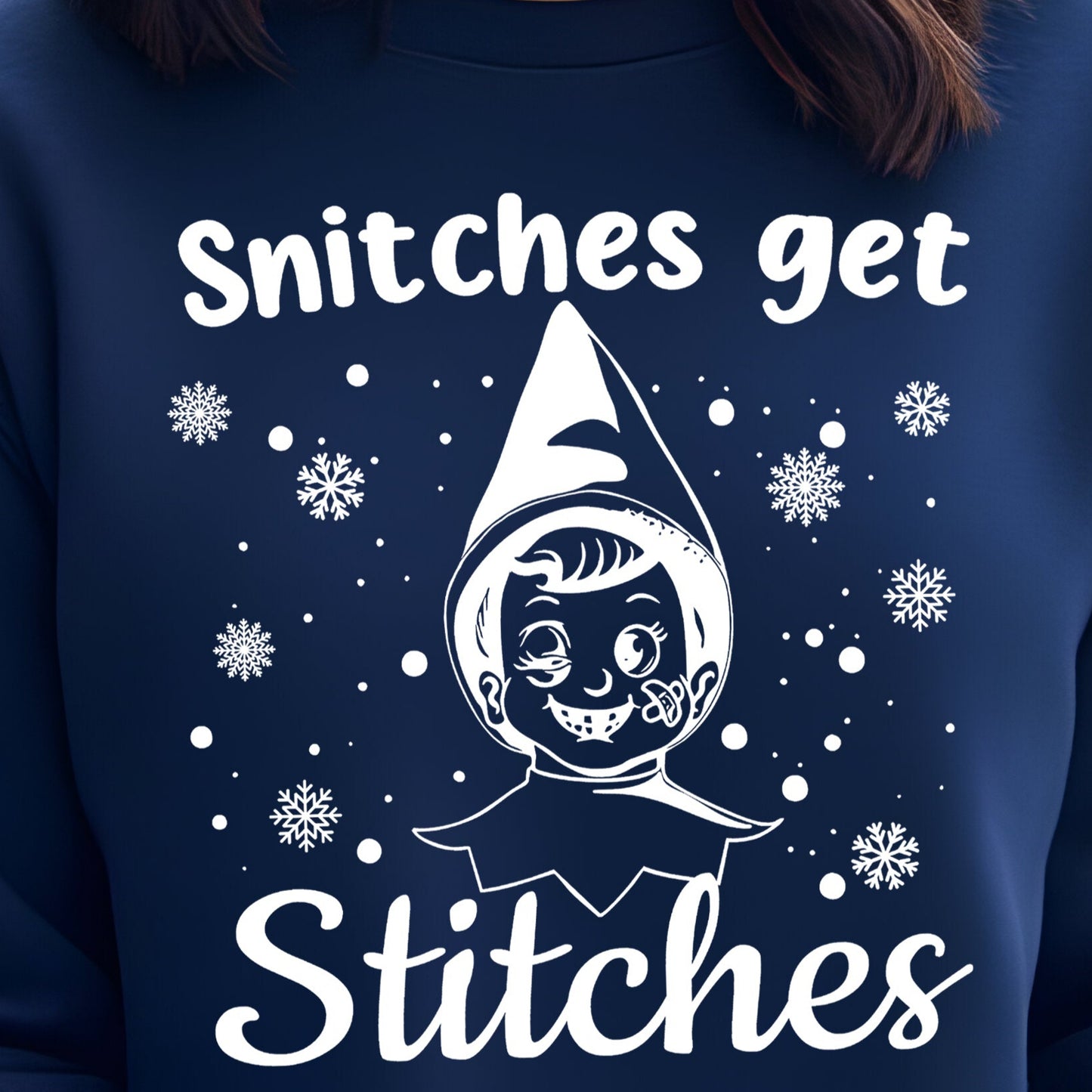 Snitches Get Stitches- Single Color (white)- 11.5" wide Plastisol Screen Print Transfer