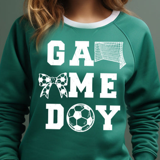 Soccer Game Day- Single Color (white)- 11.5" Screen Print Transfer