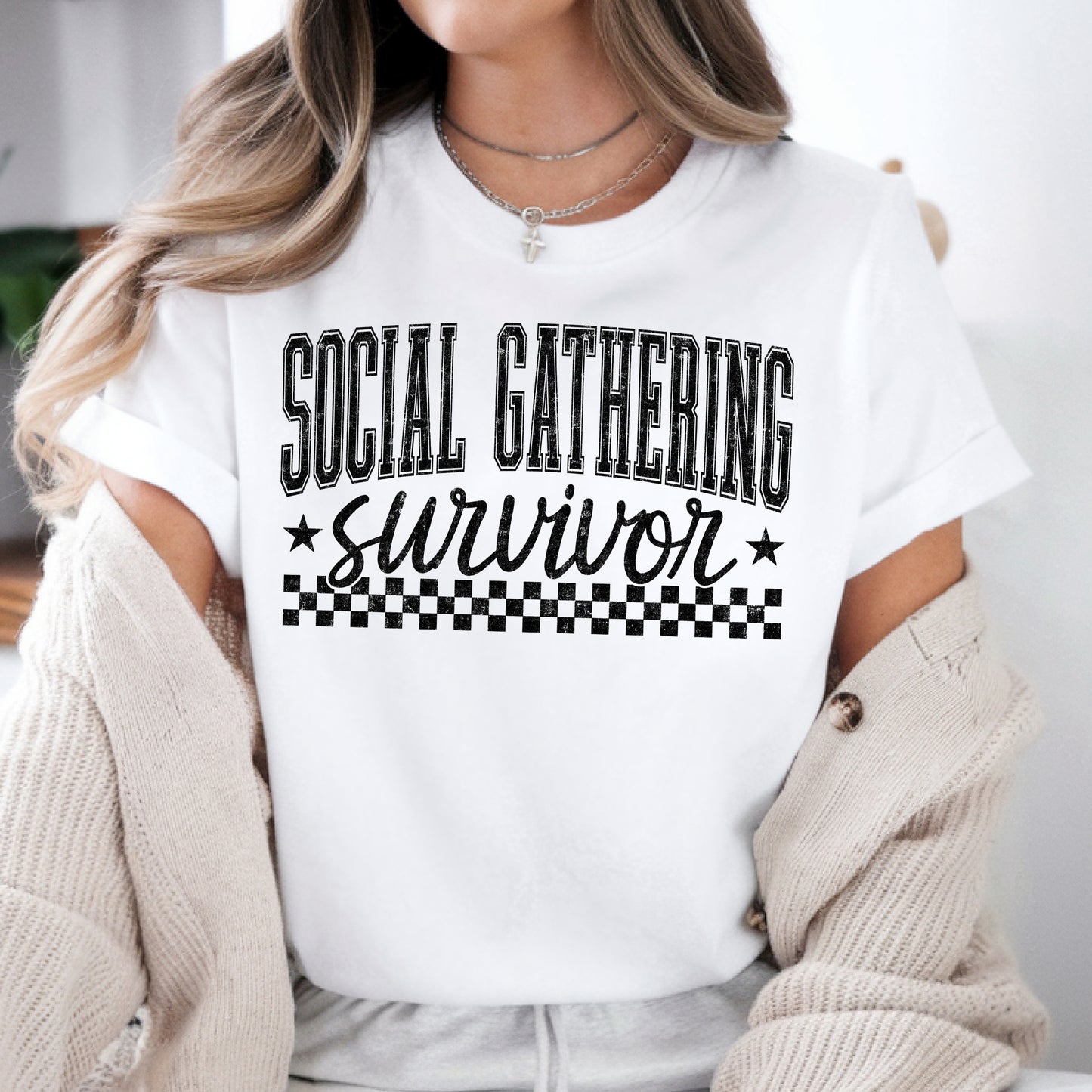 Social Gathering Survivor- Single Color (black)- 11.5" wide Plastisol Screen Print Transfer