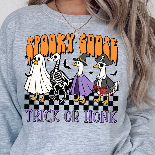 Spooky Goose Trick or Honk- 11” wide DTF Transfer