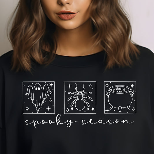 Spooky Season Squares- Single Color (white)- 11.5" wide Plastisol Screen Print Transfer