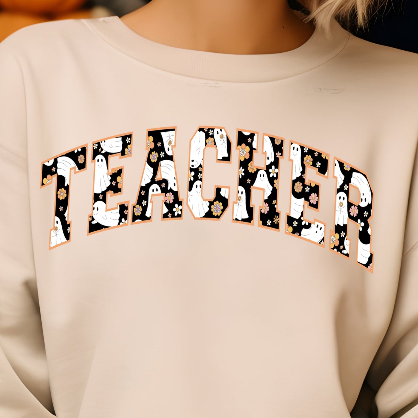 Spooky Teacher *full color matte clear film*- 11.5" wide Plastisol Screen Print Transfer