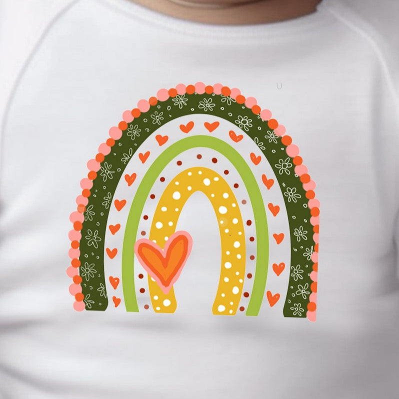 Fall Rainbow (infant)- *full color matte clear film*- 4.5" wide Plastisol Screen Print Transfer