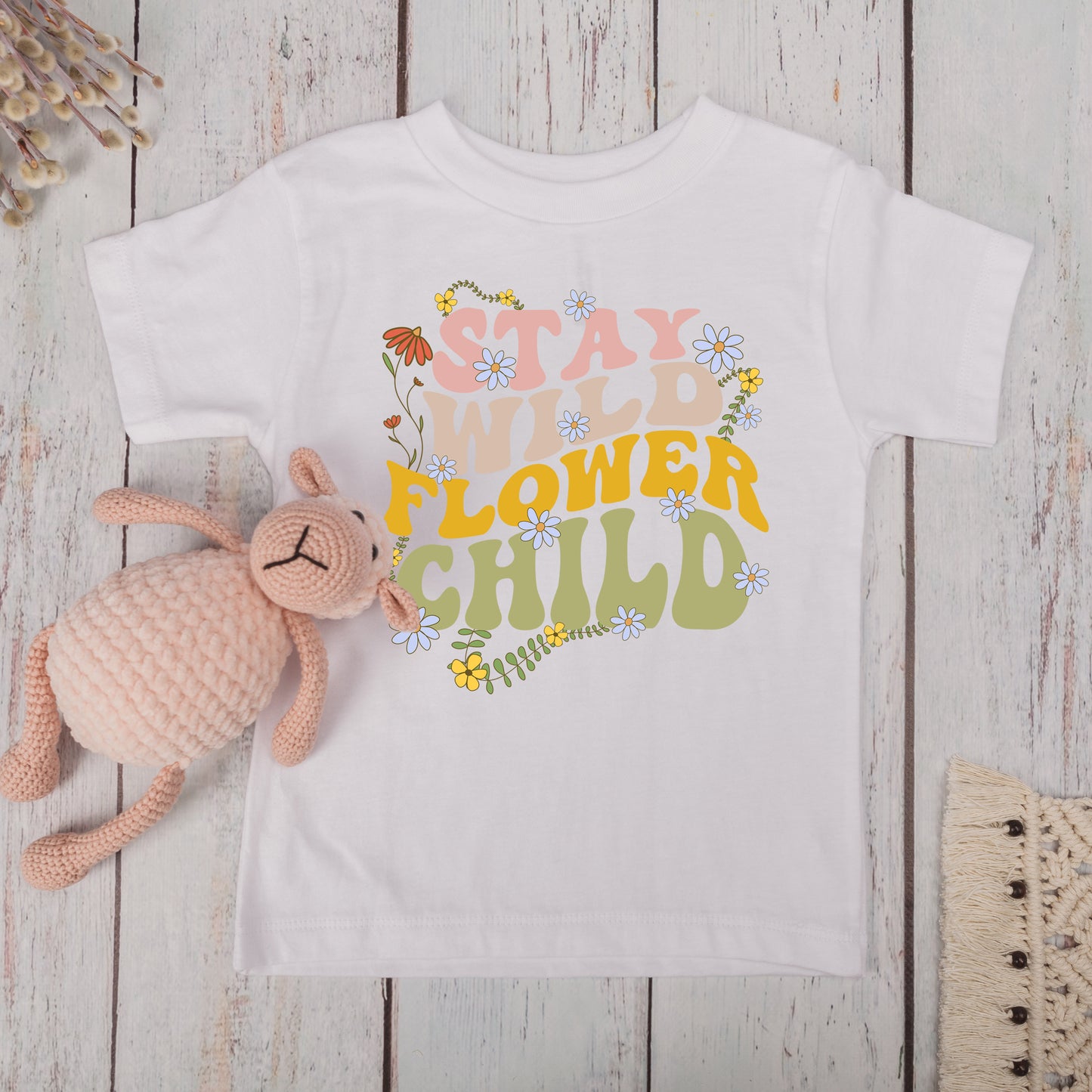 Stay Wild Flower Child (Toddler) *full color matte clear film*- 6" wide Plastisol Screen Print Transfer
