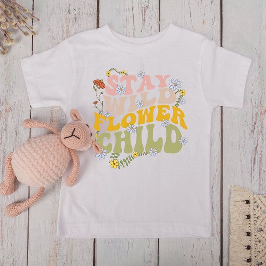 Stay Wild Flower Child (Toddler) *full color matte clear film*- 6" wide Plastisol Screen Print Transfer
