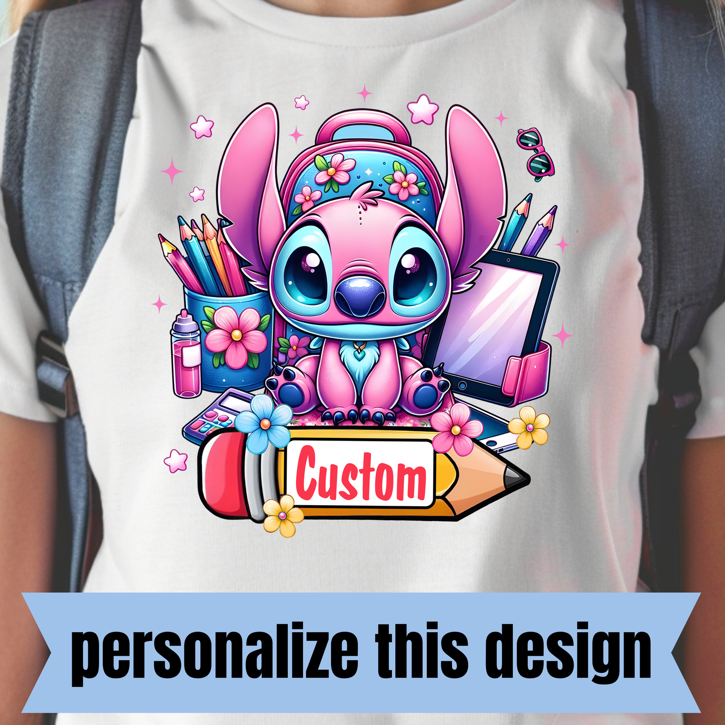 **PREORDER** Pink Alien Back to School Girl- Personalized DTF