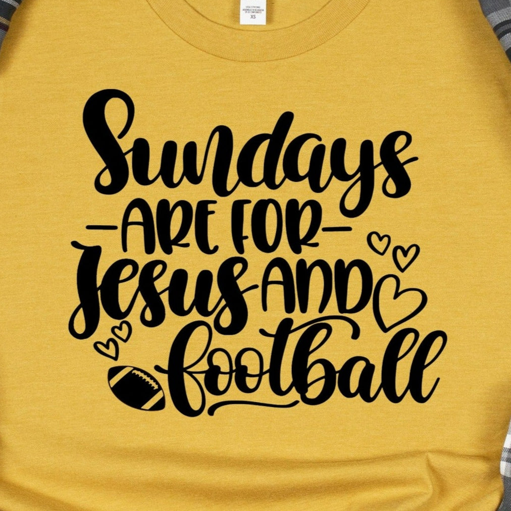 Sundays are For Jesus and Football - Single Color (black)- 10.25" wide Plastisol Screen Print Transfer