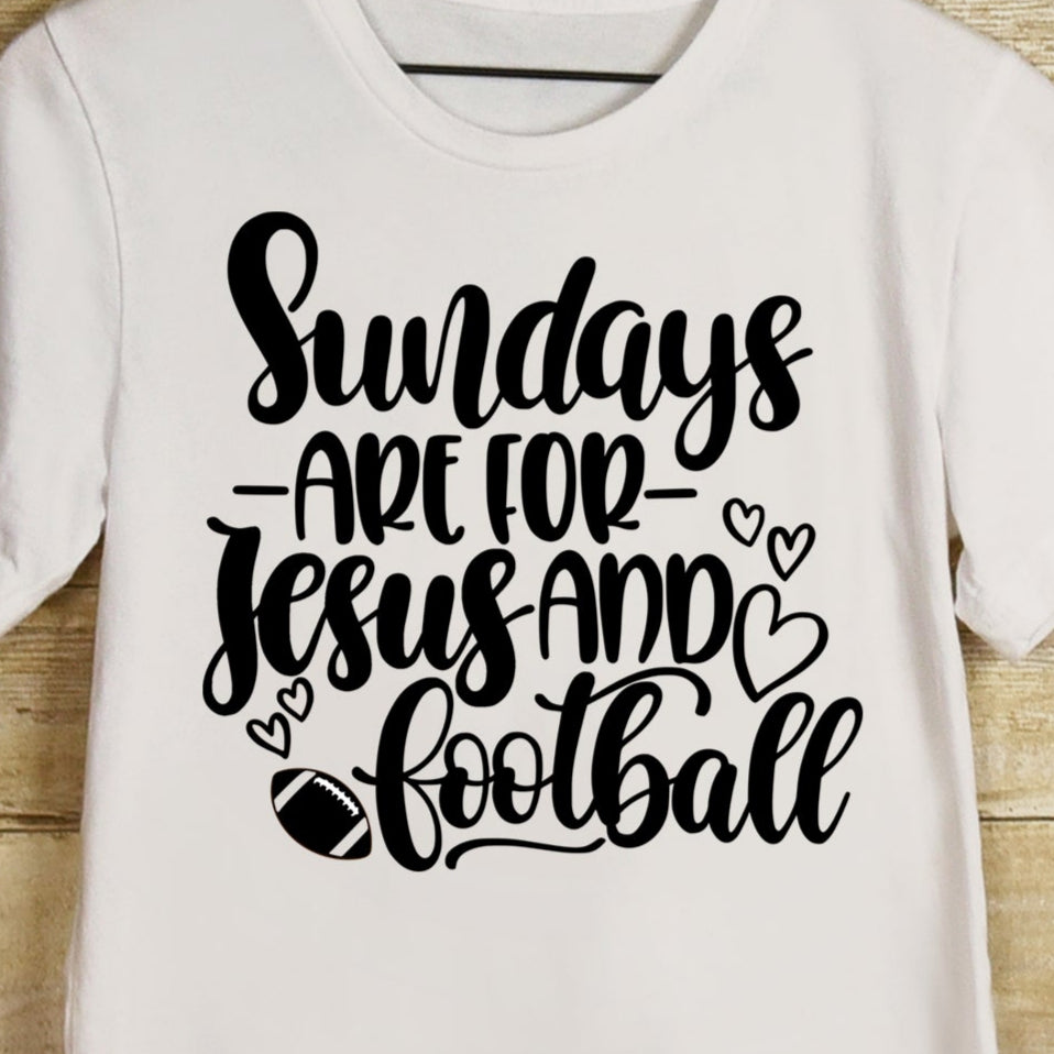 Sundays are For Jesus and Football - Single Color (black)- 11.5" wide Plastisol Screen Print Transfer
