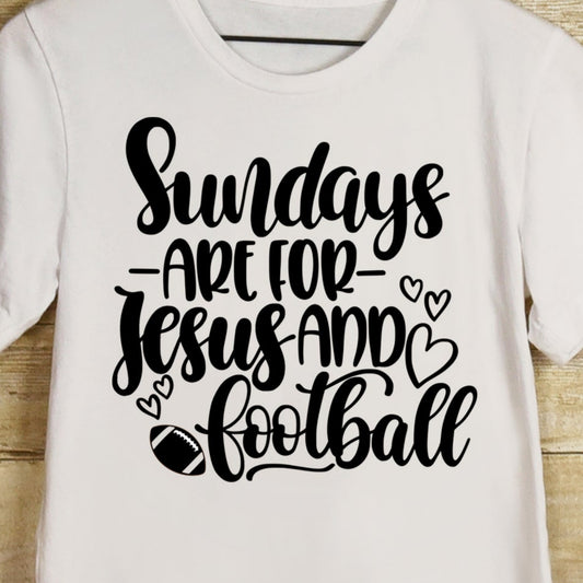 Sundays are For Jesus and Football - Single Color (black)- 11.5" wide Plastisol Screen Print Transfer