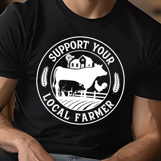 Support Your Local Farmer- Single Color (white)- 11.5" wide Plastisol Screen Print Transfer