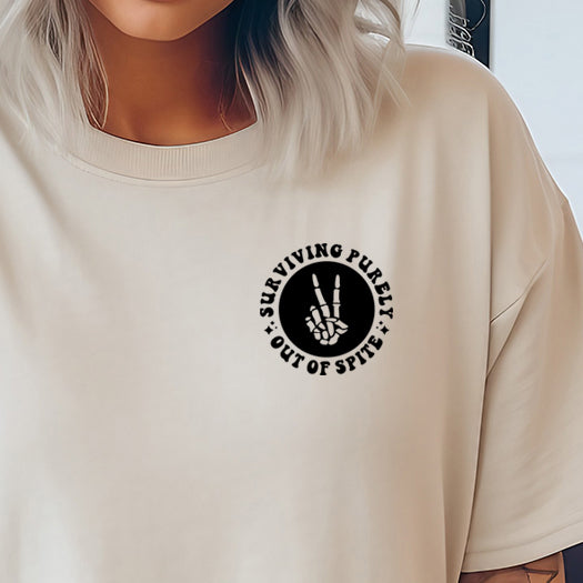 Surviving Purely Out of Spite (Pocket/Koozie)- Single Color (black)- 3" wide Plastisol Screen Print Transfer