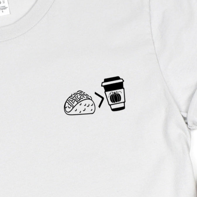 Tacos Are More Important Than Pumpkin Spice (Pocket)- 3” wide Screen Print Transfer