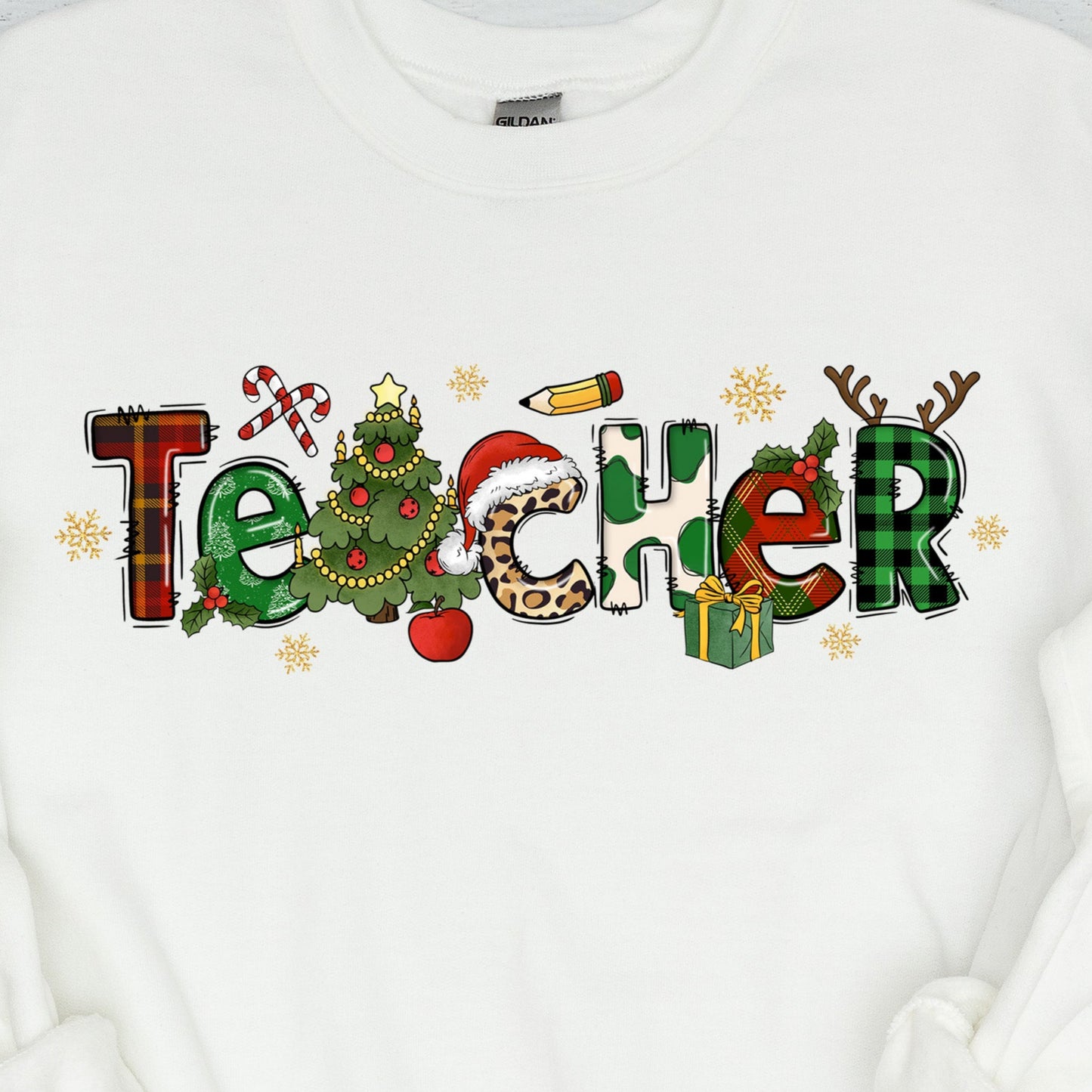 Christmas Teacher *full color matte clear film*- 11.5" wide Plastisol Screen Print Transfer