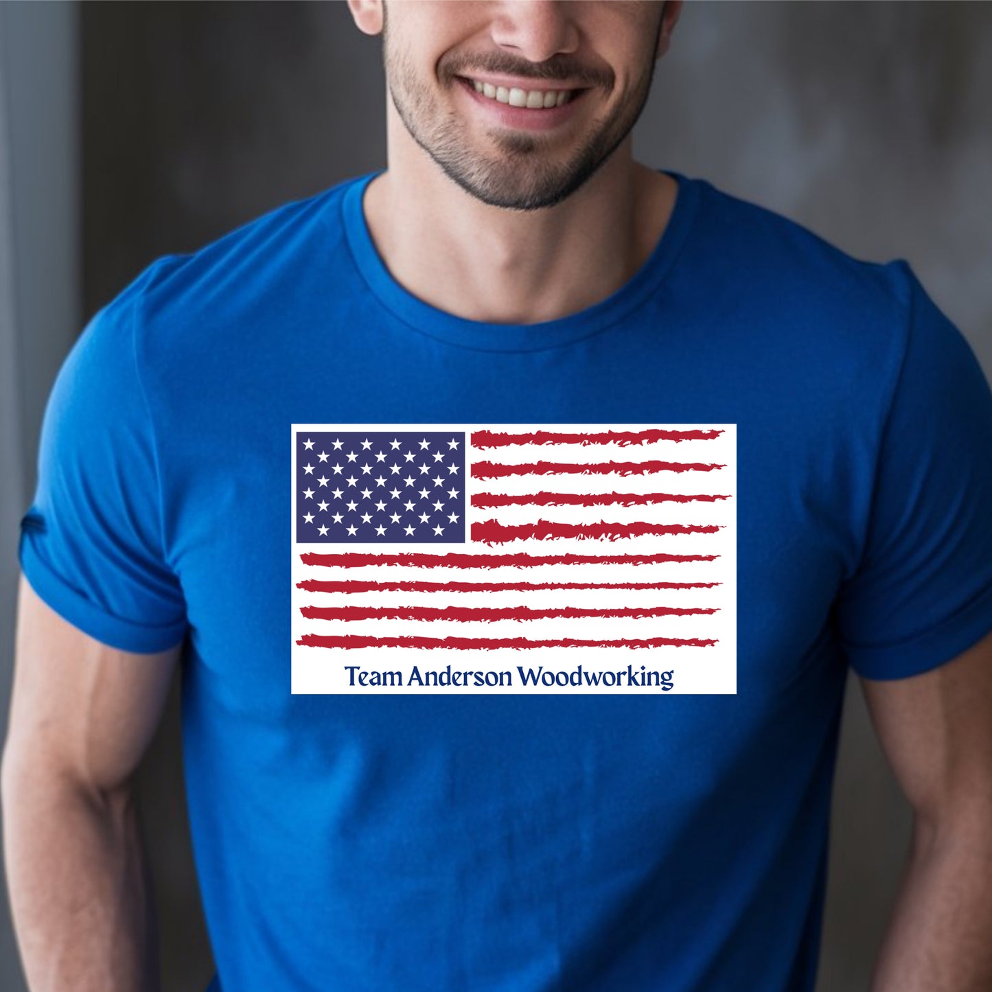Team Anderson Woodworking Flag Tee - Royal Blue