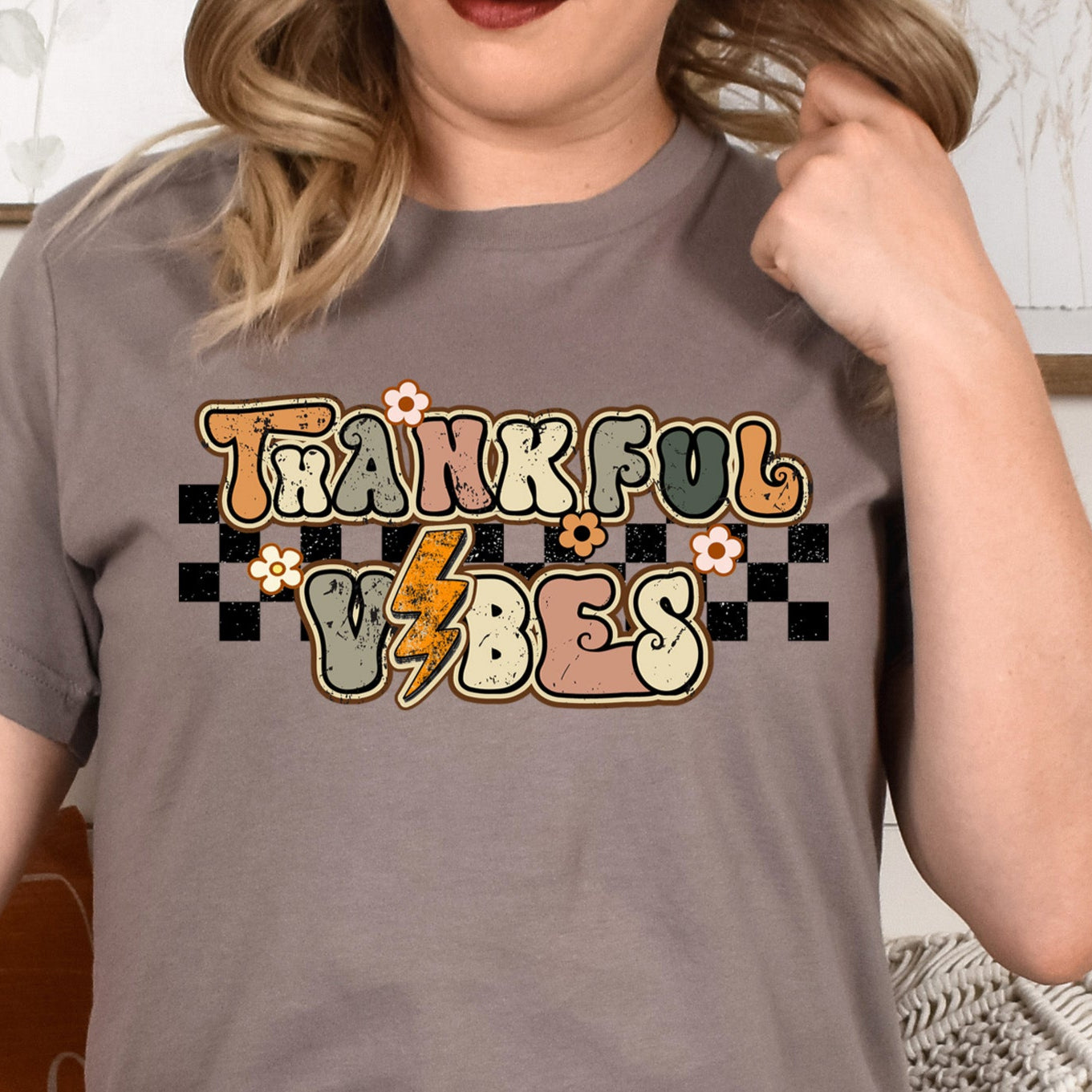Thankful Vibes *full color matte clear film*- 11.5" wide Plastisol Screen Print Transfer