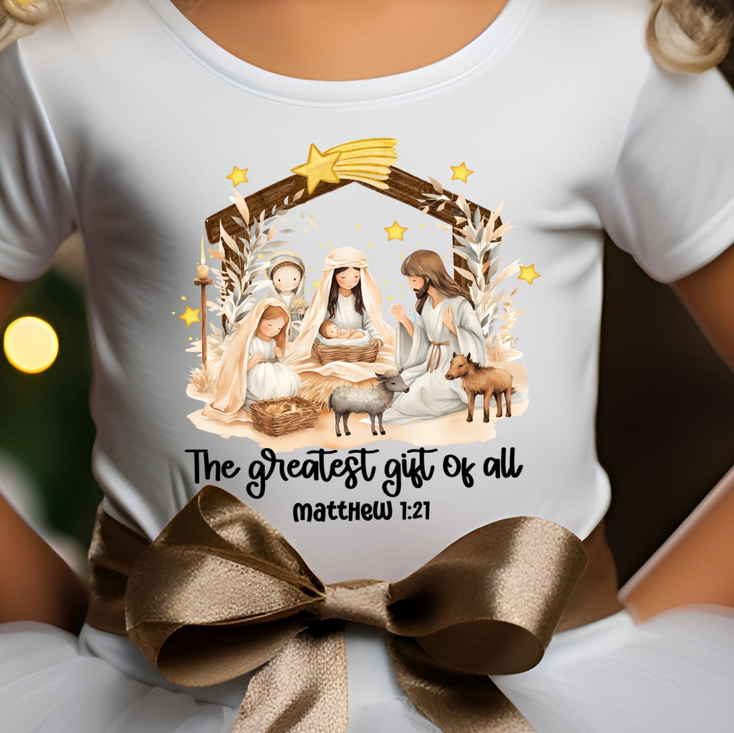 The Greatest Gift of All Matthew 1:21 (toddler)- 7" wide DTF Transfer