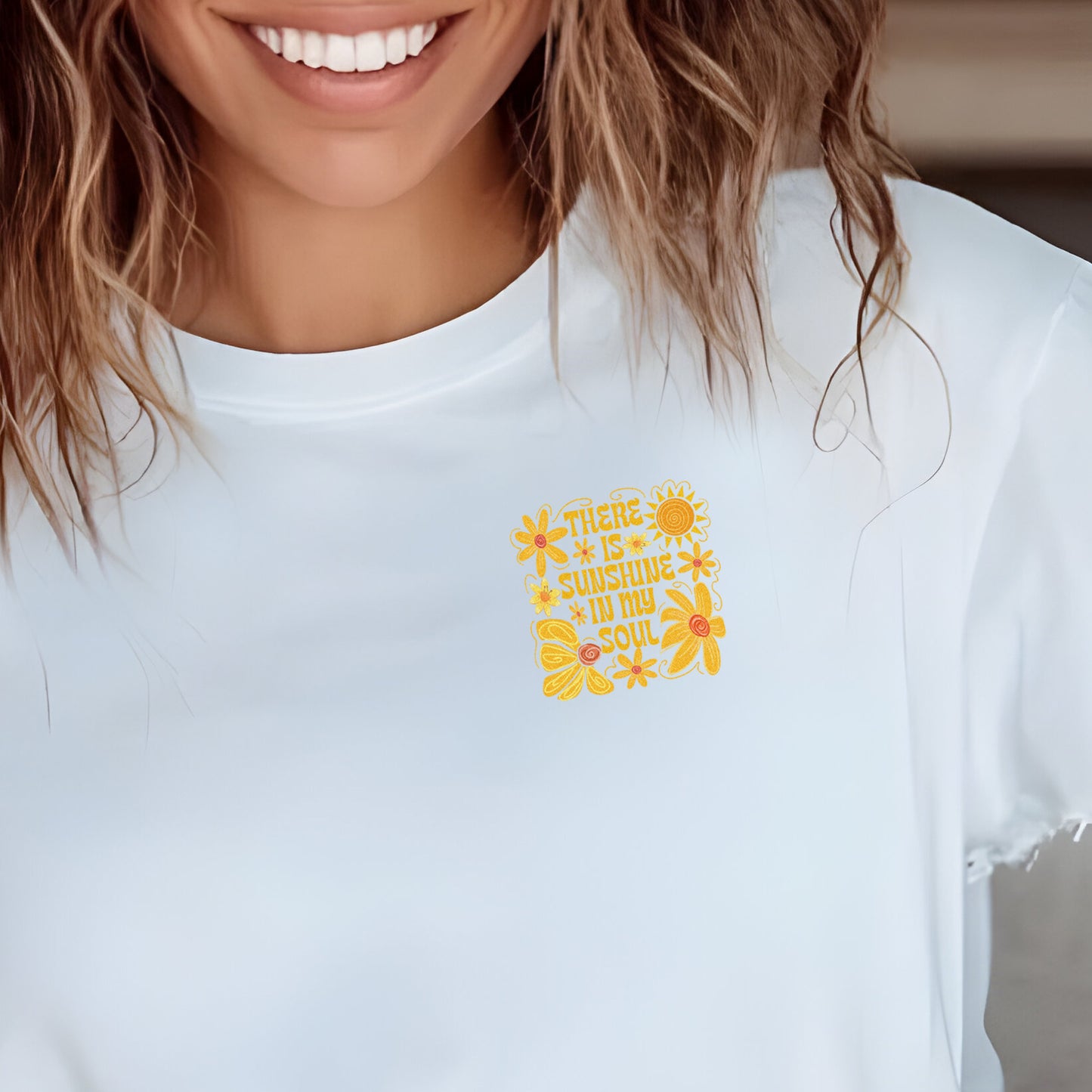 There is Sunshine in My Soul (pocket)- 3.1" wide DTF Glitter Transfer