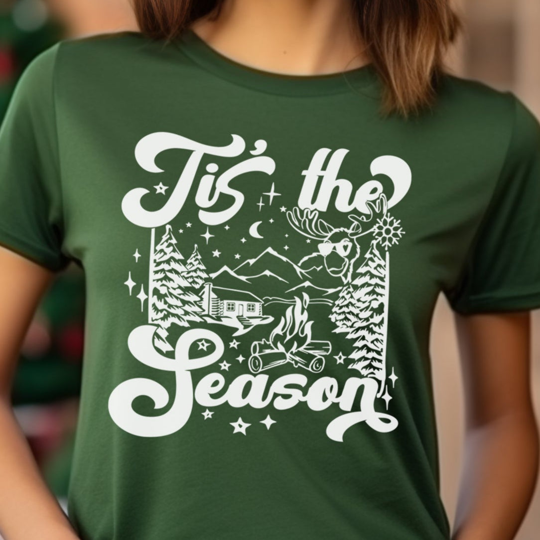 Tis the Season- Single Color (white)- 11.5" wide Plastisol Screen Print Transfer