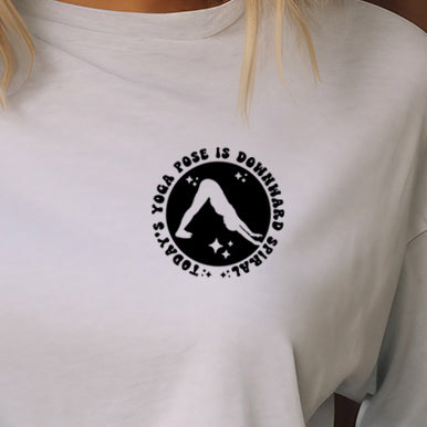 Today's Yoga Pose is Downward Spiral (Pocket/Koozie)- Single Color (black)- 3" wide Plastisol Screen Print Transfer