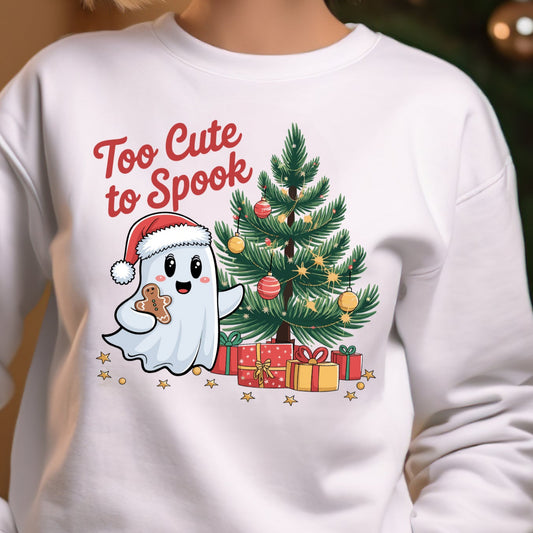 Too Cute to Spook Christmas Ghost- 11" wide DTF Transfer
