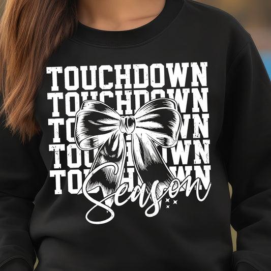 Touchdown Season Coquette- Single Color (white)- 11.5" wide Plastisol Screen Print Transfer