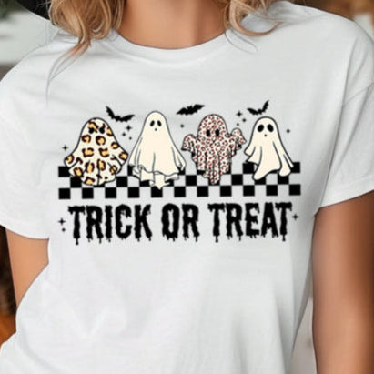 Trick or Treat Girly Ghosts *full color matte clear film*- 11.5" wide Plastisol Screen Print Transfer