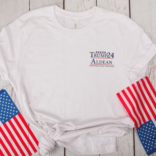 Trump, Aldean 2024- Make America Small Town Again (Pocket/Koozie) *full color matte clear film*- 3" wide Plastisol Screen Print Transfer