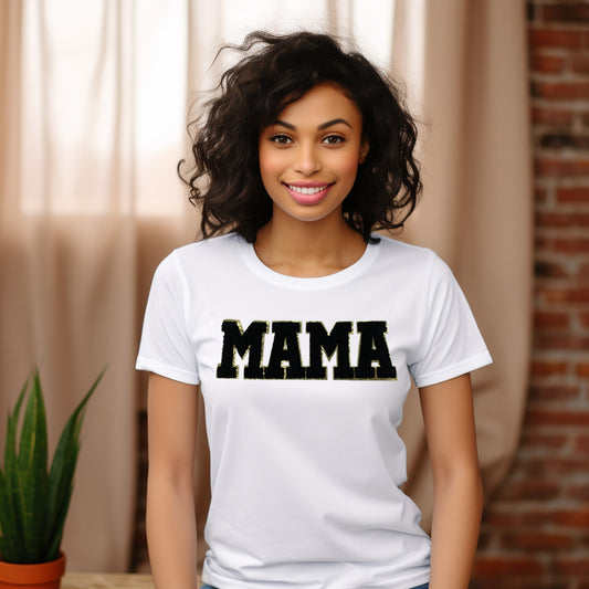 Varsity Mama (black)- 11" wide Chenille Patch