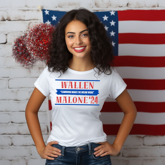 Wallen/Malone 24 "Teamwork Makes the Dream Work" *full color matte clear film*- 11.5" wide Plastisol Screen Print Transfer