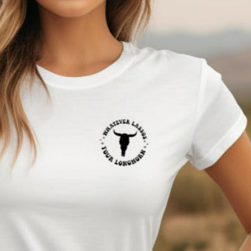 Whatever Lassos Your Longhorn (Pocket/Koozie)- Single Color (black)- 3" wide Plastisol Screen Print Transfer