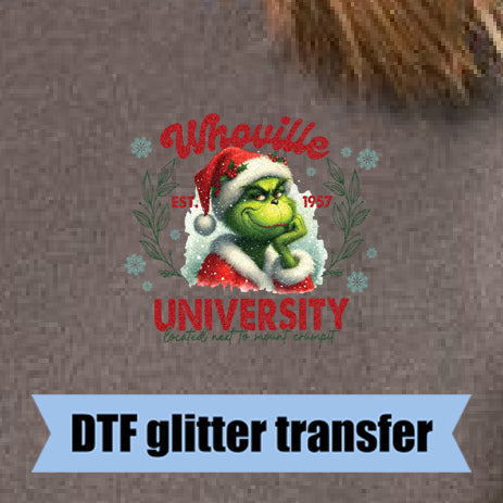 Whoville...Located Next to Mount Crumpet (pocket)- 3.1" wide DTF Glitter Transfer