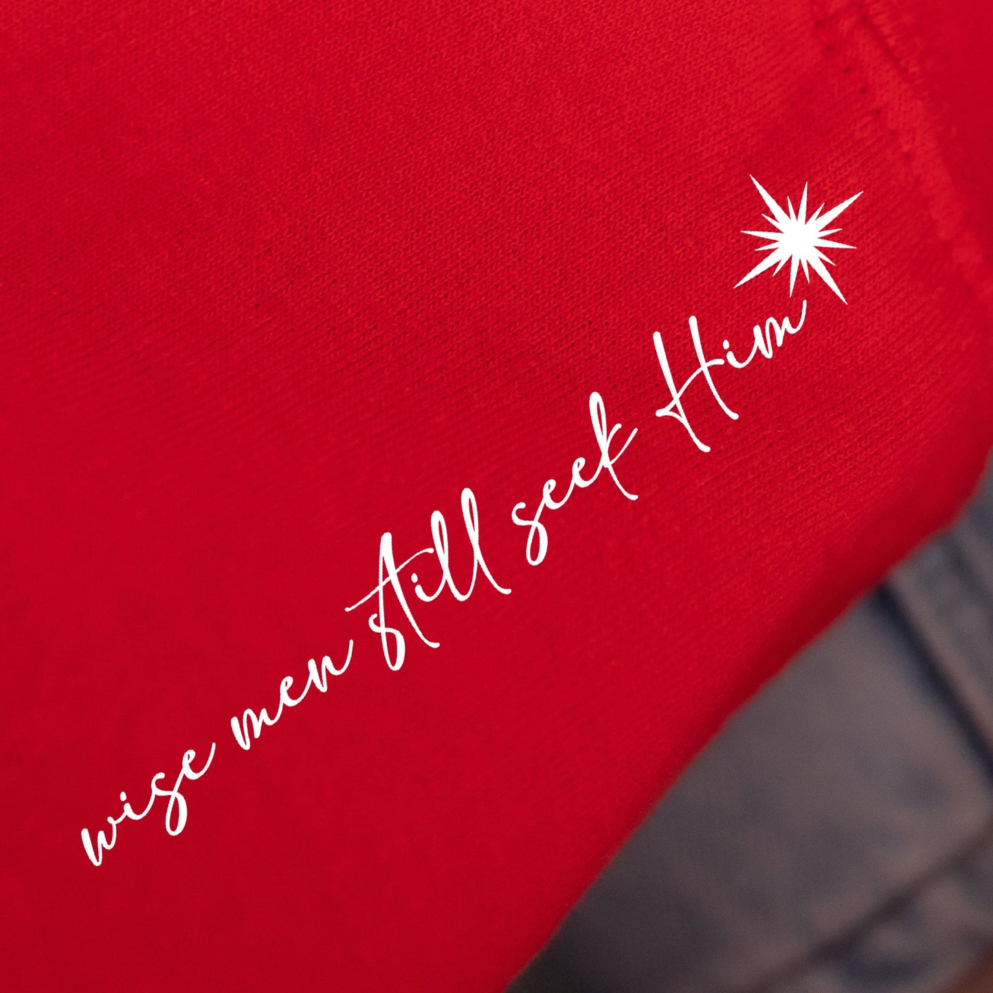 Wise Men Still Seek Him (sleeve/pocket)- Single Color (white)- 5" wide Plastisol Screen Print Transfer