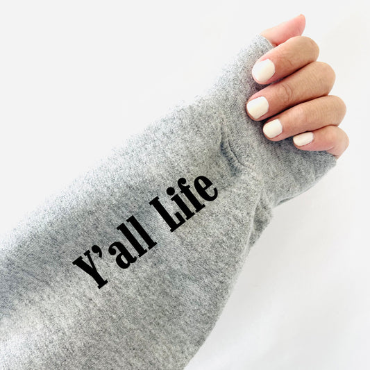 Y'all Life (Pocket/Sleeve)- Single Color (black)- 3.4" wide Plastisol Screen Print Transfer
