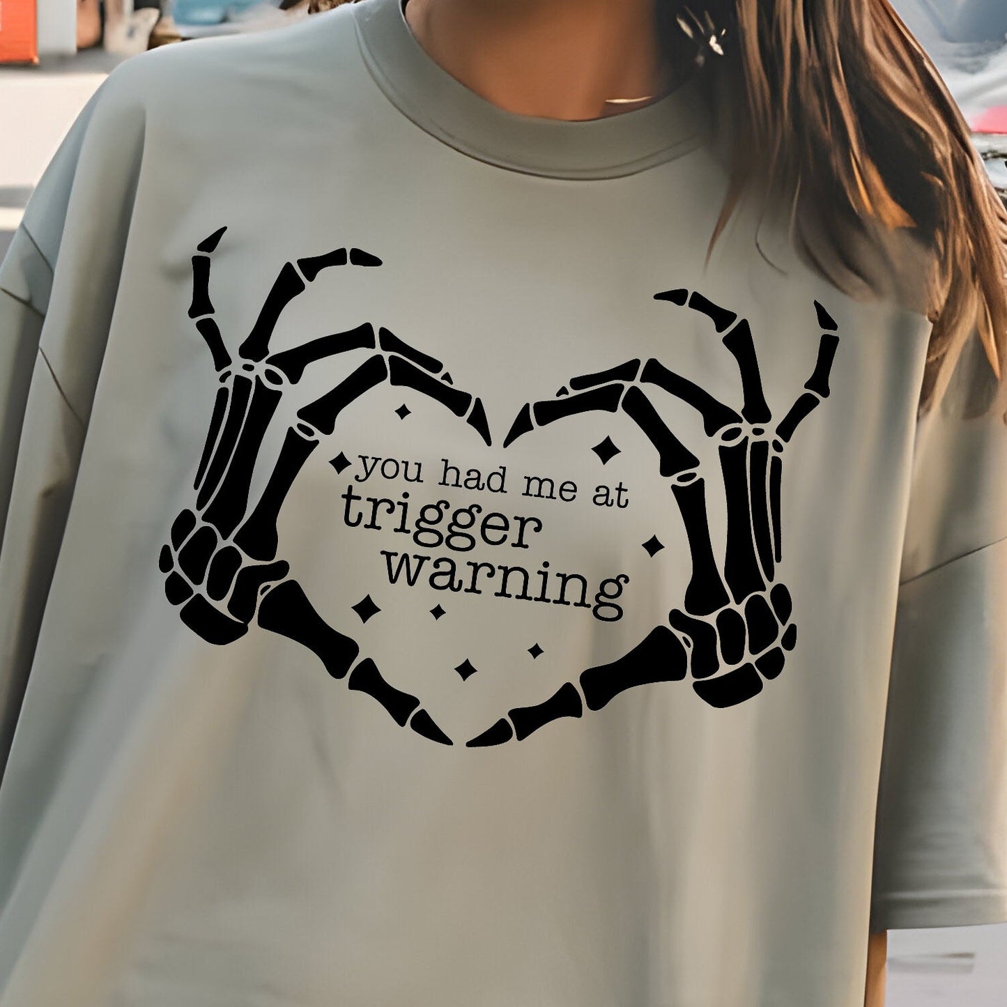 You Had Me at Trigger Warning- Single Color (black)- 11.5" wide Plastisol Screen Print Transfer