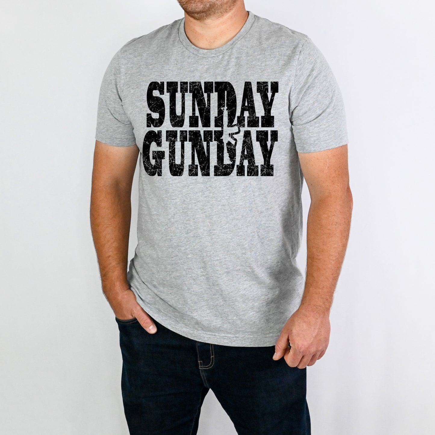 Sunday Gunday- Single Color (black)- 11" wide Plastisol Screen Print Transfer