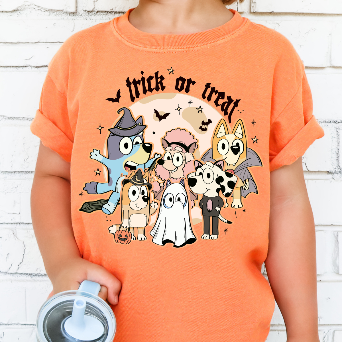 Trick or Treat Blue Dog - Full Color DTF Transfer - 0897