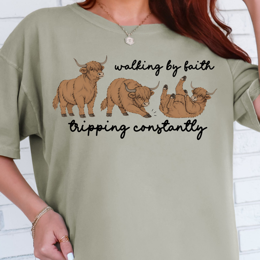 Walking By Faith Cow - Full Color DTF Transfer - 0961