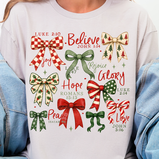 Christmas Bows and Verses - Full Color DTF Transfer - 0795