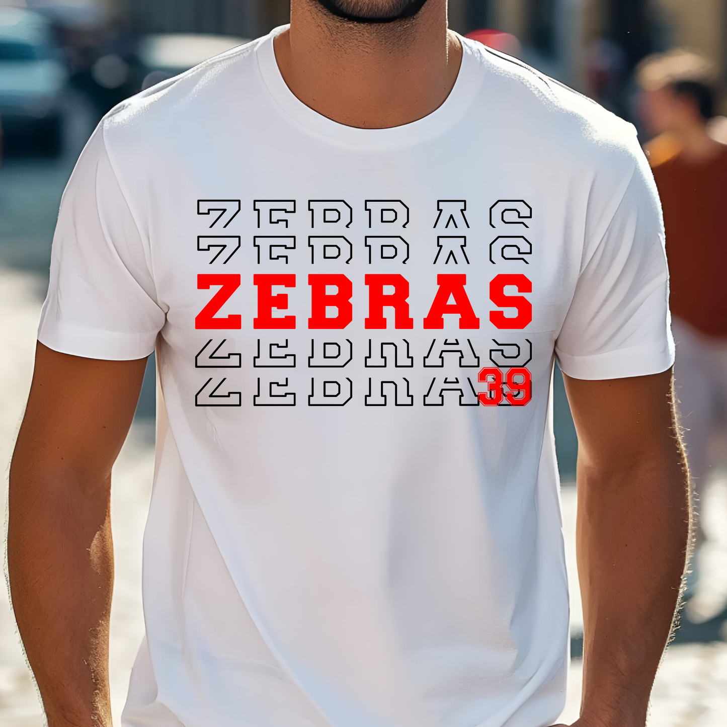 Claremore Zebras Stacked Tee - White