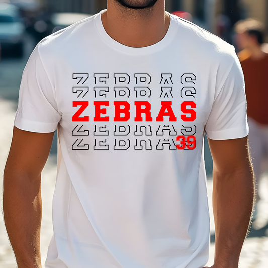 Claremore Zebras Stacked Tee - White