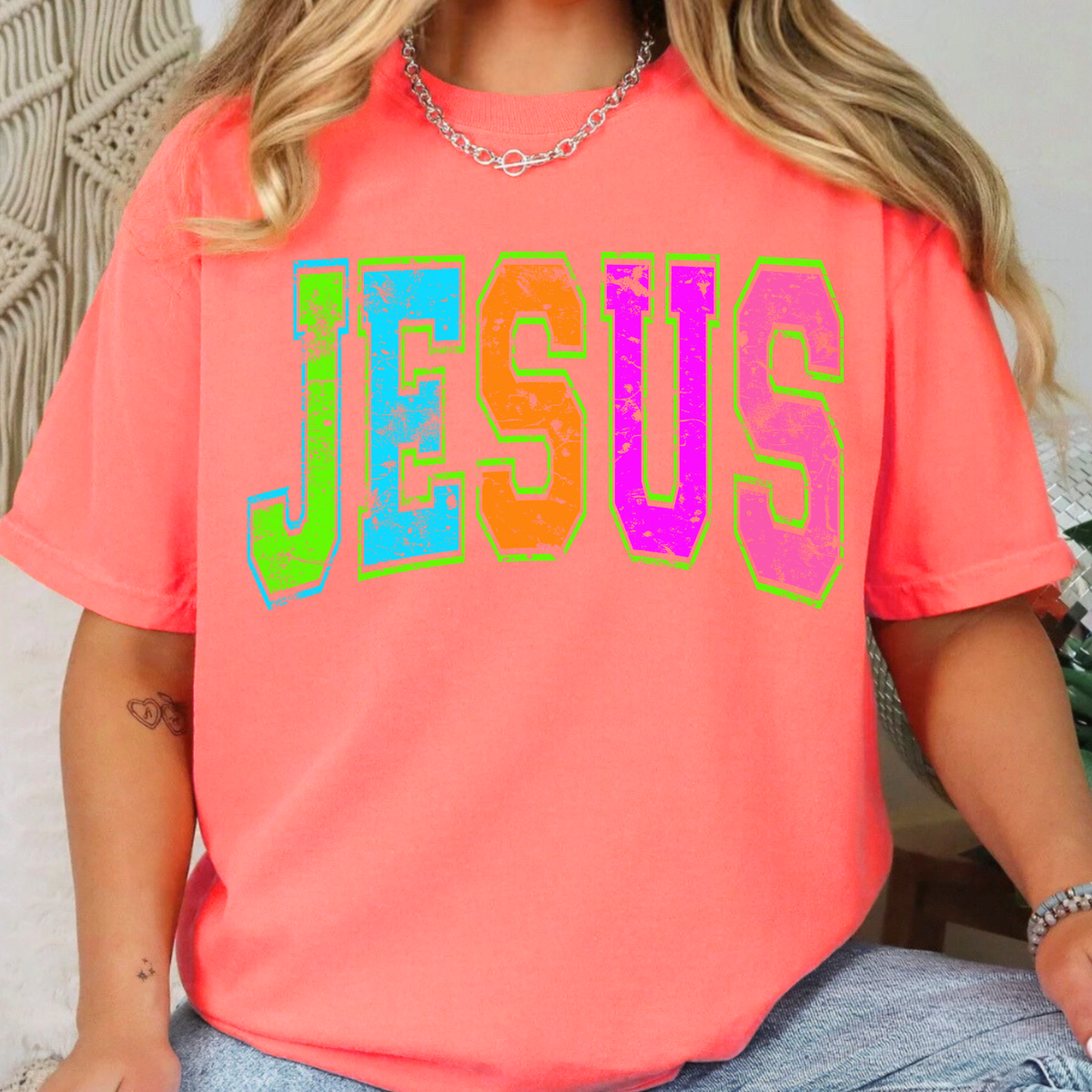 Neon Jesus - Full Color DTF Transfer - 0963