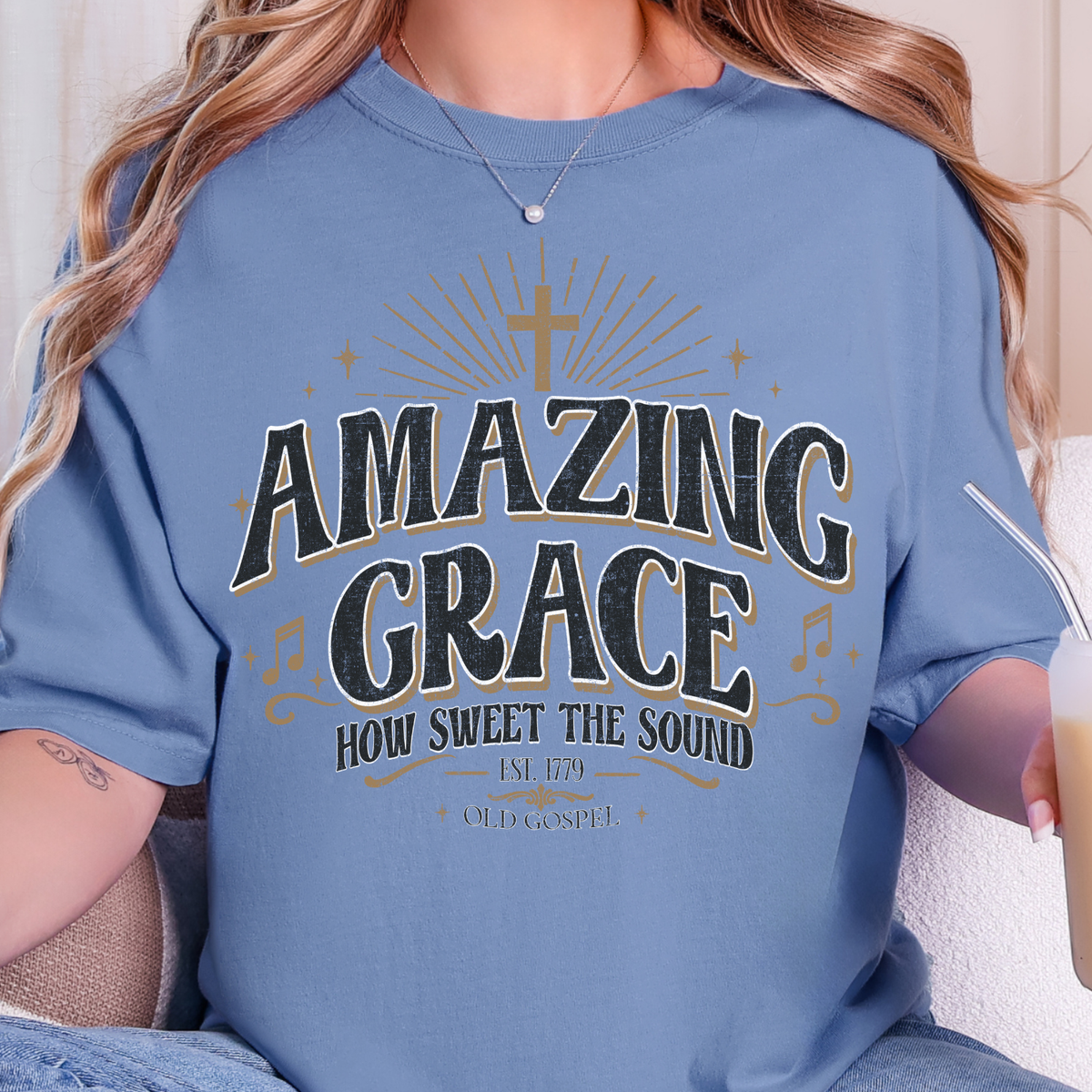 Amazing Grace, How Sweet The Sound - Full Color DTF Transfer - 0868