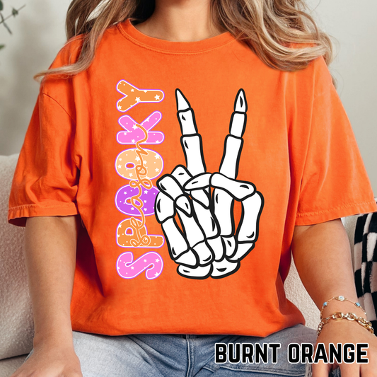 Skeleton Peace Spooky Season - Full Color DTF Transfer - 0771