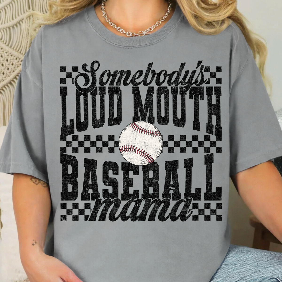 Somebody's Loud Mouth Baseball Mama - Full Color DTF Transfer - 0848