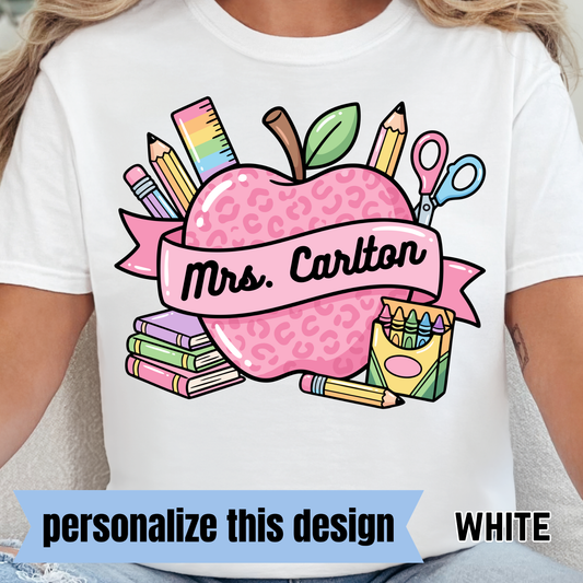 Pink Apple - Personalized DTF Transfer