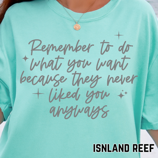 Remember To Do What You Want Because They Never Liked You Anyways - Single Color DTF Transfer - 0757