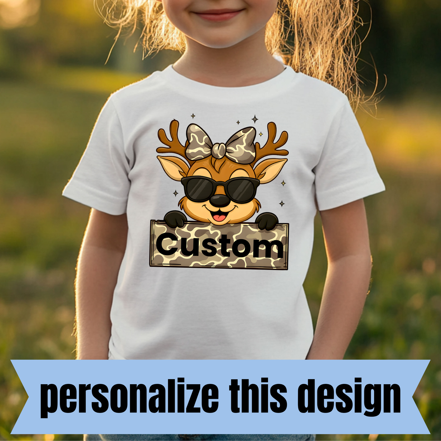 **PERSONALIZED CUSTOM** Girl Camo Deer - DTF Transfer