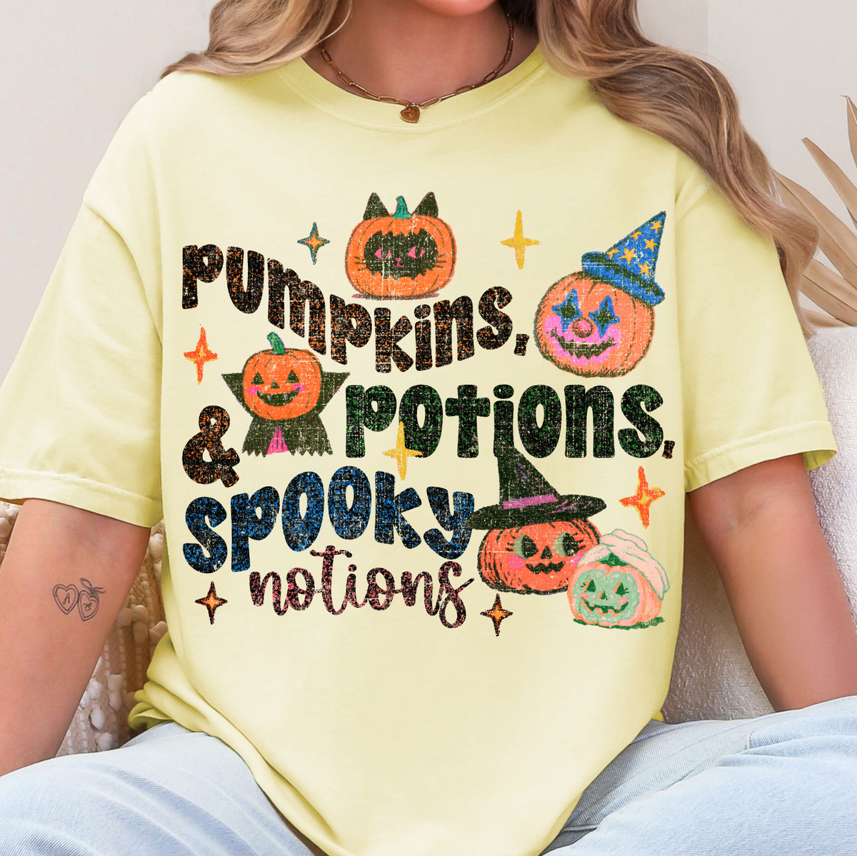 Pumpkins, Potions, & Spooky Notions - Full Color DTF Transfer - 0828