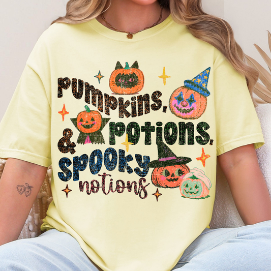 Pumpkins, Potions, & Spooky Notions - Full Color DTF Transfer - 0828