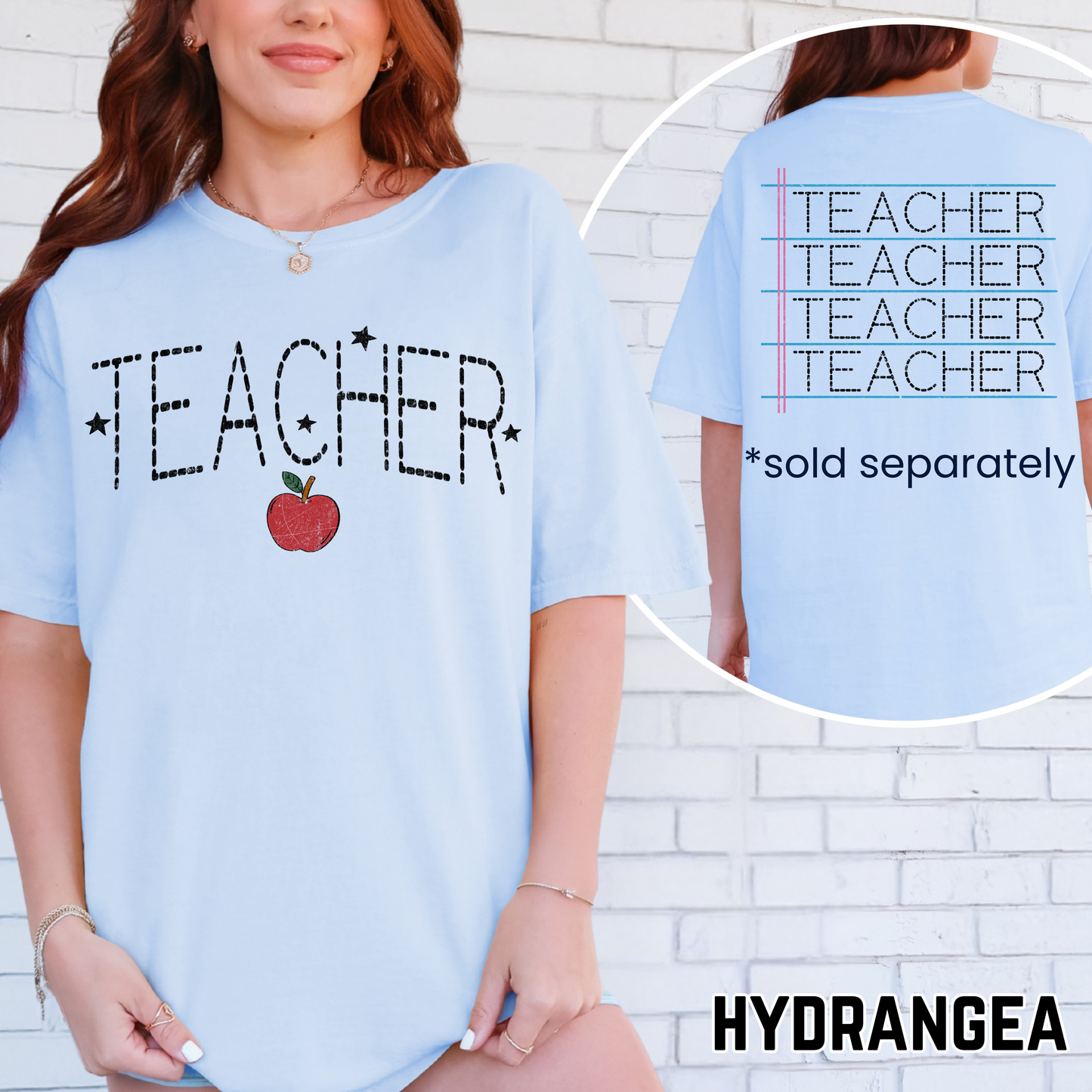 Writing Teacher with Apple - Full Color DTF Transfer - 0716